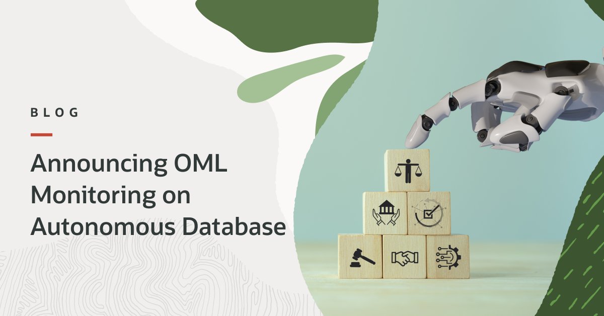 ✅Detect data drift in your data over time
✅Monitor that your #ML models are performing as expected

Do them with new OML Monitoring on <a href="/Oracle/">Oracle</a> #AutonomousDatabase’s OML Services. Read why monitoring your data &amp; models are important parts of your #ML Ops: social.ora.cl/6018Oim16