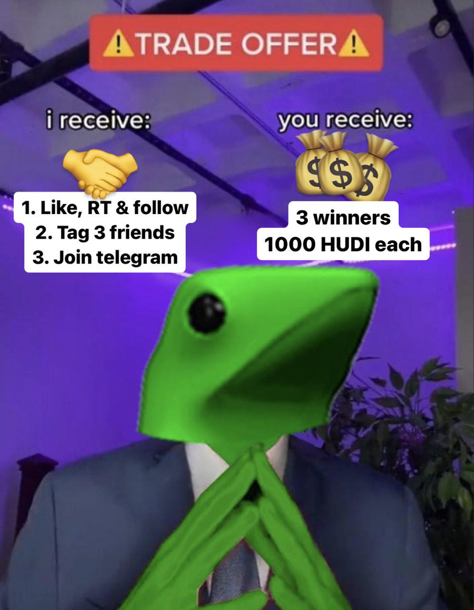 🎁 $HUDI $1000 #Giveaway 🎁 
🥳 To celebrate 100k Followers:

1. Like, retweet and follow <a href="/humandataincome/">HUDI</a>
2. Tag 3 friends in the comment
3. Join t.me/hudicommunity

🏆 3 lucky winners will receive 1000 $HUDI 
🐸🐸🐸🍀 

#AIRDROP #CryptoGiveaway #Crypto #BNB #Blockchain