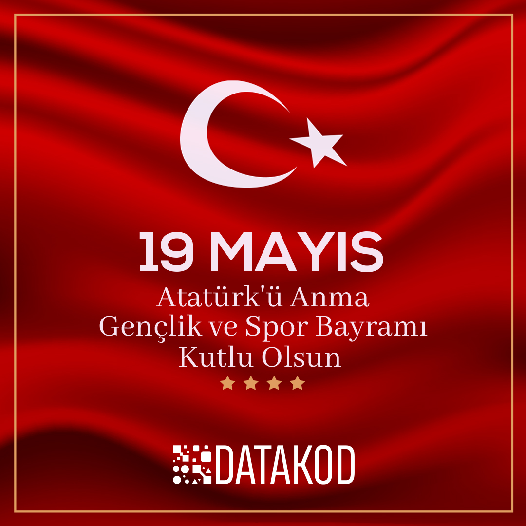 datakodonline's tweet photo. 19 Mayıs Atatürk’ü Anma, Gençlik ve Spor Bayramımız kutlu olsun! 🇹🇷 Bu anlamlı günde Gazi Mustafa Kemal Atatürk'ü ve silah arkadaşlarını minnetle anıyoruz. 

#datakod #19Mayıs1919 https://t.co/y4axuo0o23