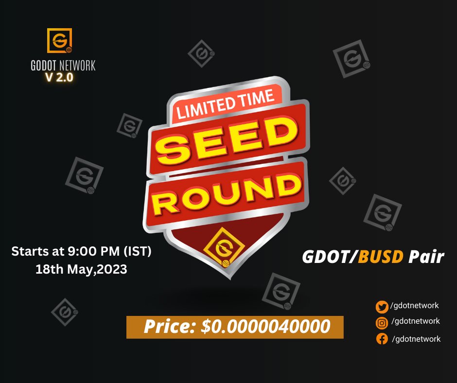 gdotnetwork's tweet photo. We are Excited😃 to announce
SEED ROUND will be live on https://t.co/kXdIqHeIYR Officialsite at 9 PM (IST).
STAY TUNED ✌
#GodotNetwork $GDOT #crypto #GodotV2 #seedround https://t.co/eXrQvk2zkX
