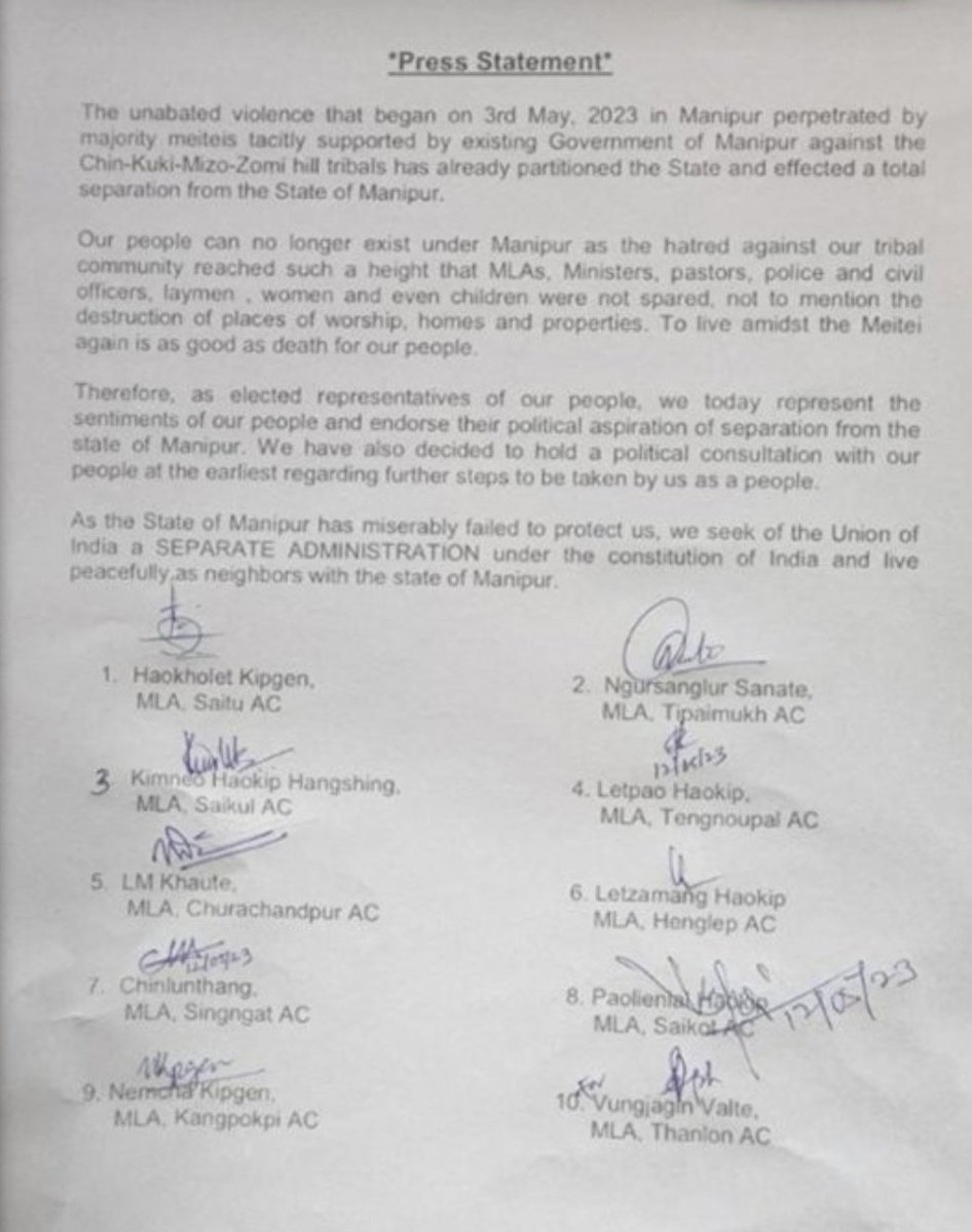 Obviously, you will not be able to do that alone for multiple reasons that include loss of your party's credibility and people's trust.
And then of course your towering incompetence.

Carry a joint party committee to #Manipur. Together we as a Nation can resolve this problem.