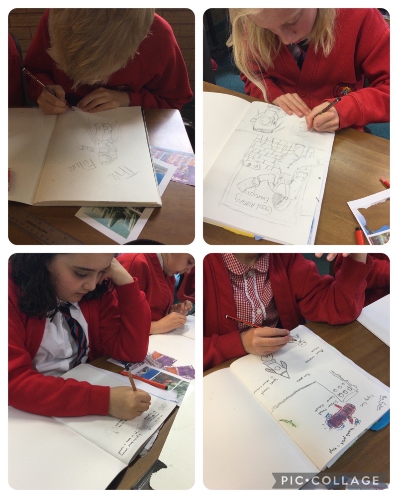 StrettonStMatts's tweet photo. Inspired by retrofuturism and the work of Teis Albers, year 5 have been creating their own images of what life might be like in the future. #ssm #ssmart https://t.co/beCUqkprIj