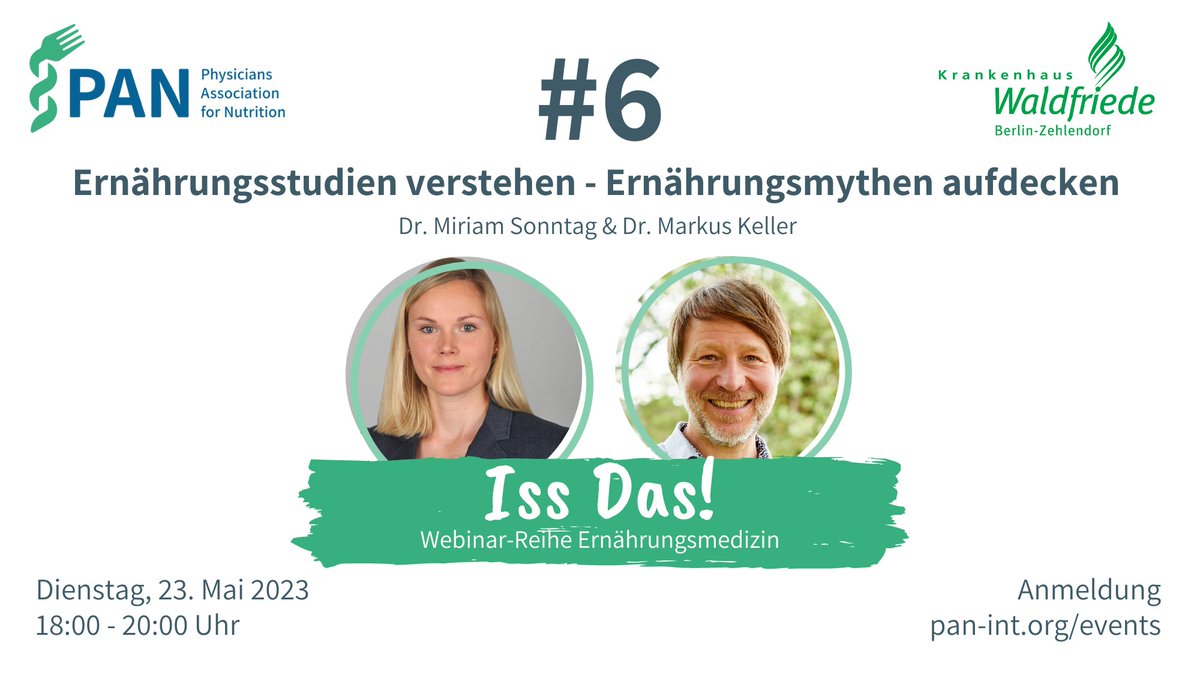PAN_Int's tweet image. In unserem nächsten Iss Das! #5 Webinar widmen wir uns der Entschlüsselung von Ernährungsmythen und lernen Ernährungsstudien richtig zu verstehen.

#nutritional studies #nutritionfacts #studydesigns #dietmyths

Anmelden: bit.ly/iss-das-5-2023