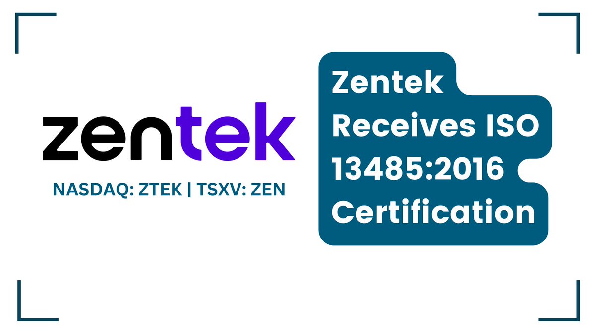 InvestorNewsCom's tweet photo. #Zentek Receives ISO 13485:2016 Certification https://t.co/Ee0y6sOoZE
#ZenGUARD™ #Graphene #Antimicrobial @ZentekLtd $ZTEK $ZEN.V https://t.co/WxAwEgv36B