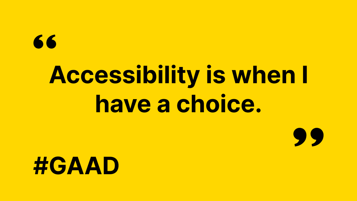 BeMyEyes's tweet photo. Accessibility is not just a checkbox; it's a mindset that empowers us to build bridges and eliminate barriers. 

Accessibility is when where are given a choice.

#GlobalAccessibilityAwarenessDay https://t.co/n8A70xxVHo