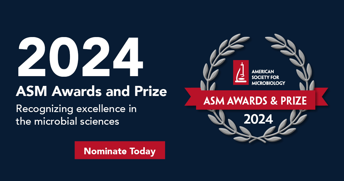 Make a difference in an outstanding microbiologist's career & submit a nomination for #ASMAwards! From early career to lifetime achievement, clinical to environmental microbiology, ASM honors exceptional contributions at all career levels & in all fields. asm.social/1dj