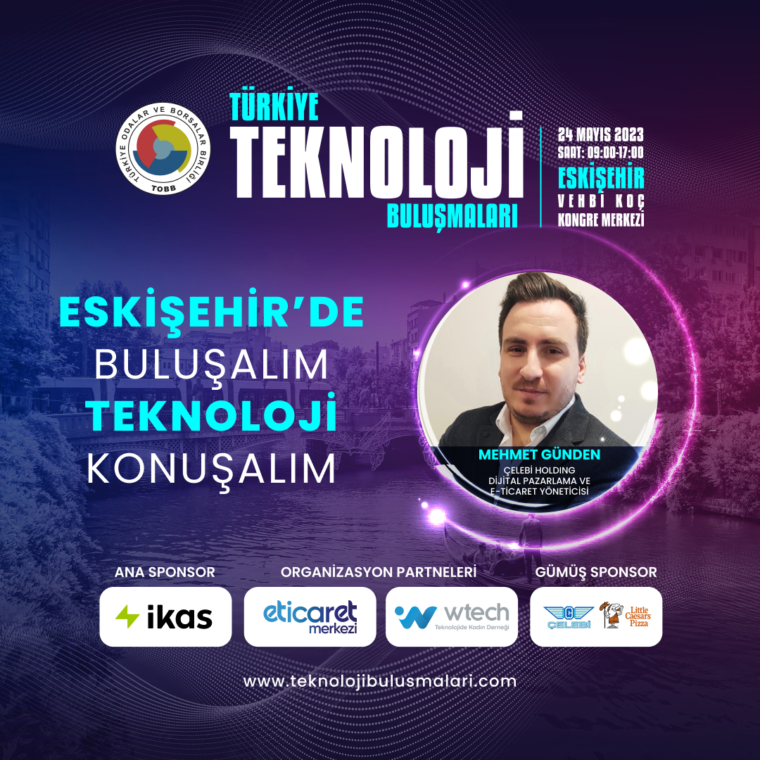 24 Mayıs çarşamba günü Vehbi Koç Kongre Merkezi'nde 87'incisi gerçekleştirilecek olan Türkiye Teknoloji Buluşmaları etkinliğinde, Çelebi Holding / Dijital Pazarlama Ve E-Ticaret Yöneticisi Sayın Mehmet Günden Fijital Dünyada Parekendenin Yarını konusuyla bizlerle birlikte olacak