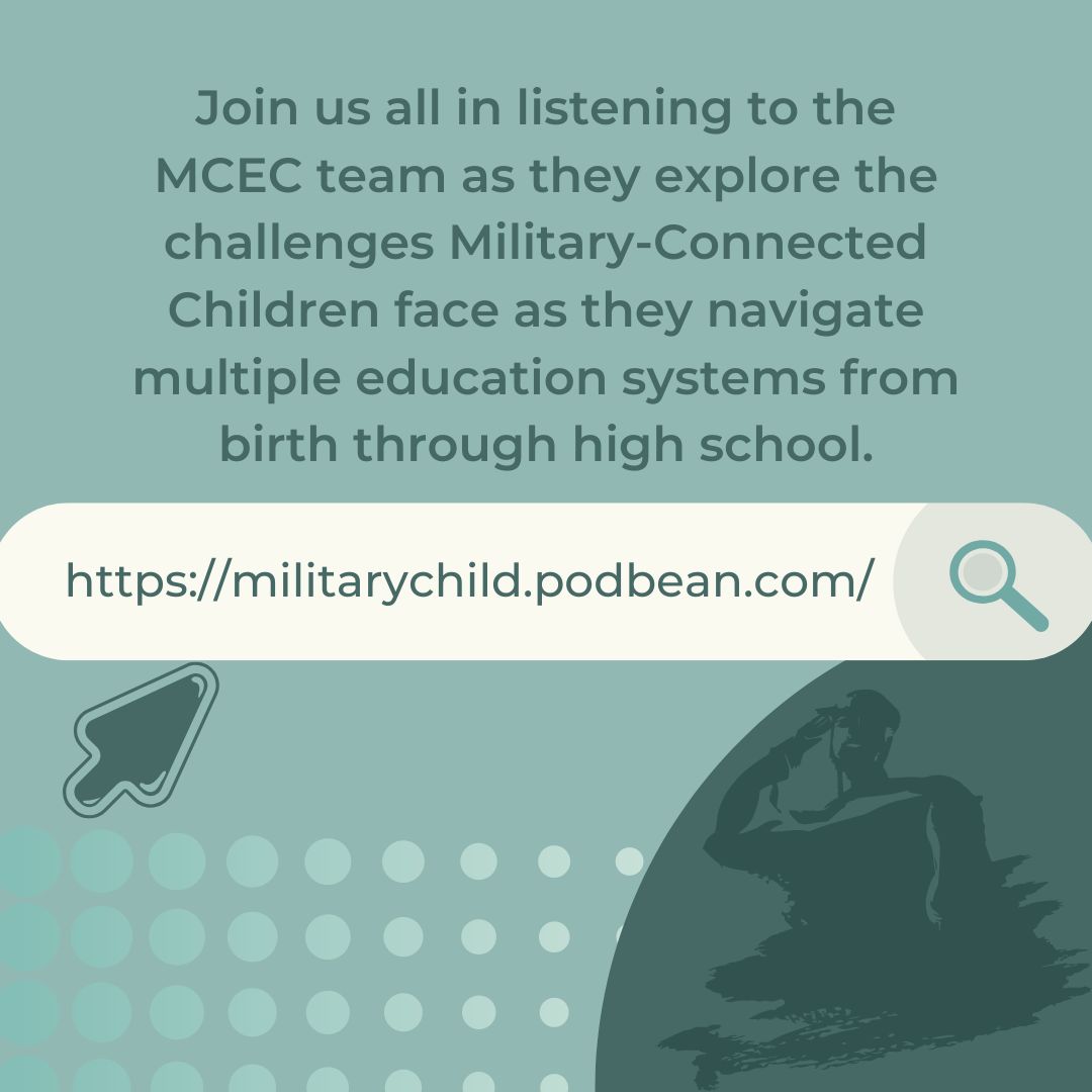 Discover valuable resources for military families on the MCEC podcast! 🎧 Hear insightful conversations on navigating education systems and supporting military-connected children. Tune in at militarychild.podbean.com #MilitaryChildEducationCoalition #FamilyFlexStudy