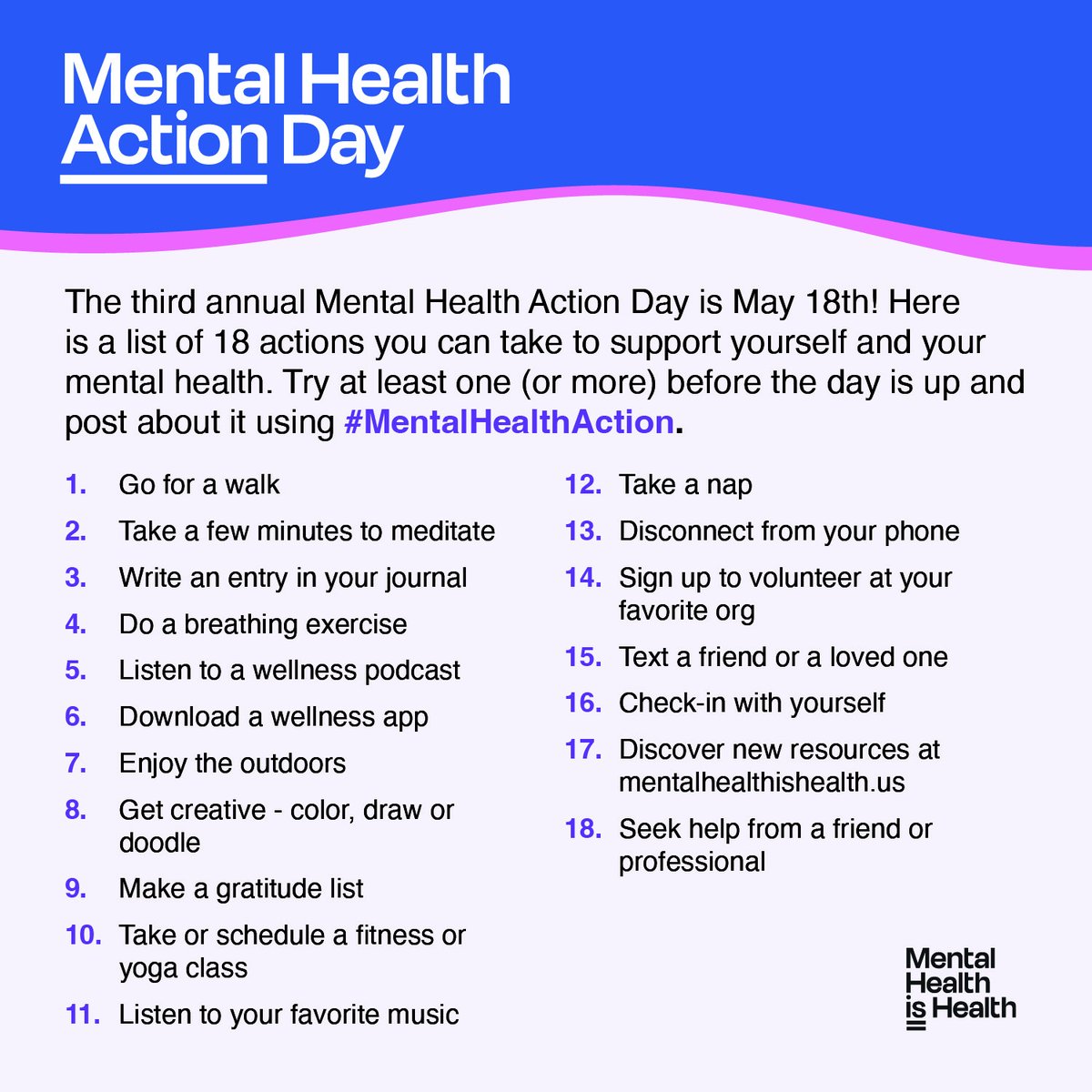 Today is Mental Health Action Day! How are you supporting you mental health today, let us know in the comments? #MentalHealthAction