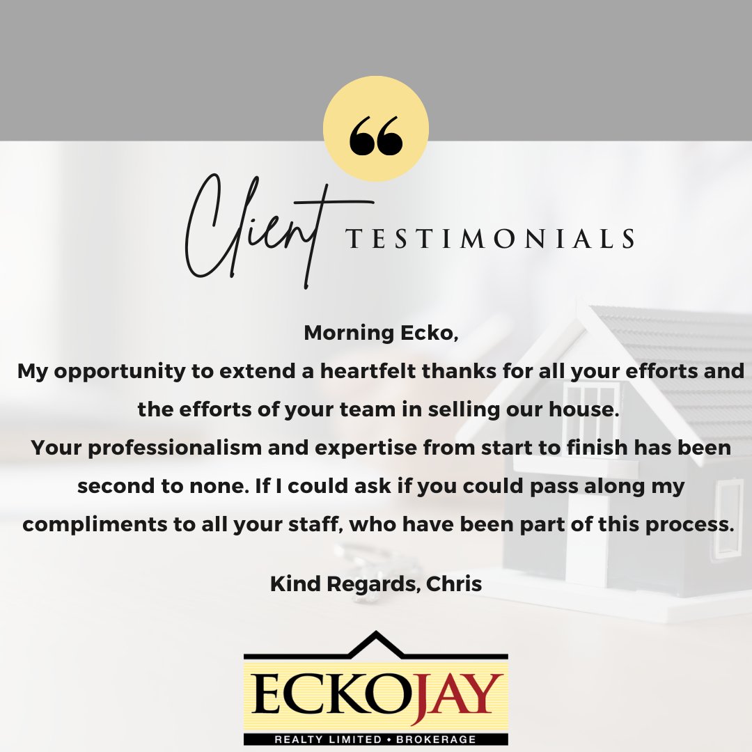 ⭐️ Another Happy Customer! ⭐️⁠

Ecko Jay Realty Limited Brokerage.⁠
Email: eckojay@eckojay.com⁠
Office: (416) 445-8858⁠

#eckojayrealtylimitedbrokerage #eckojay #eckorealestate #ontariorealestate