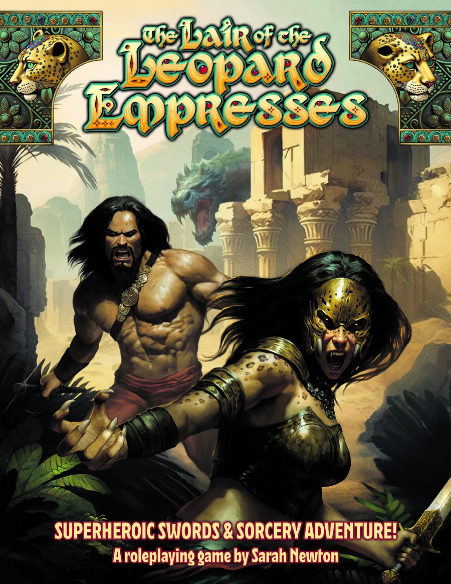StevenSCrompton's tweet photo. NEW! - THE LAIR OF THE LEOPARD EMPRESSES
Superheroic Swords and Sorcery Adventure!
by Sarah Newton - A whole new world for your Monsters! Monsters! &amp; related rpg games. 
https://t.co/ykG41SnJvu https://t.co/5IaJK3jmll