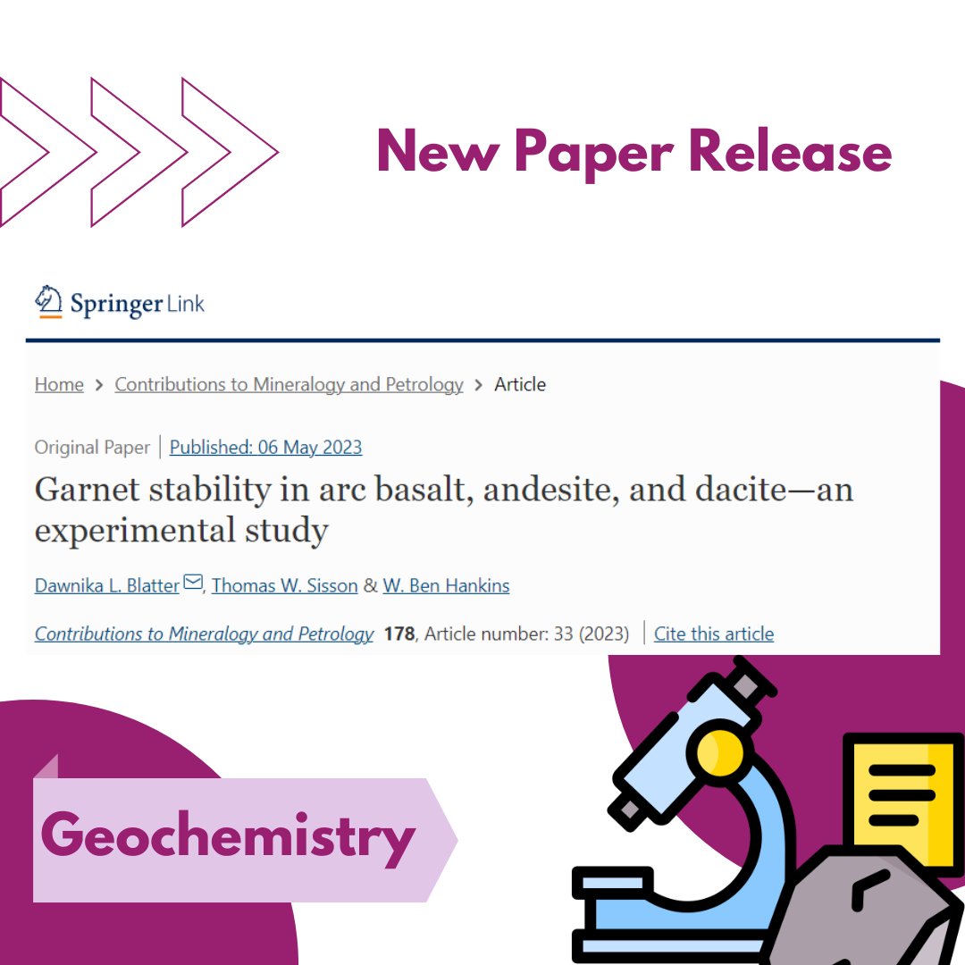 Paper release alert! Blatter et al. (2023) experimentally explored garnet’s stability and its influences on arc magma differentiation in a typical basalt, andesite, and dacite. link.springer.com/article/10.100…