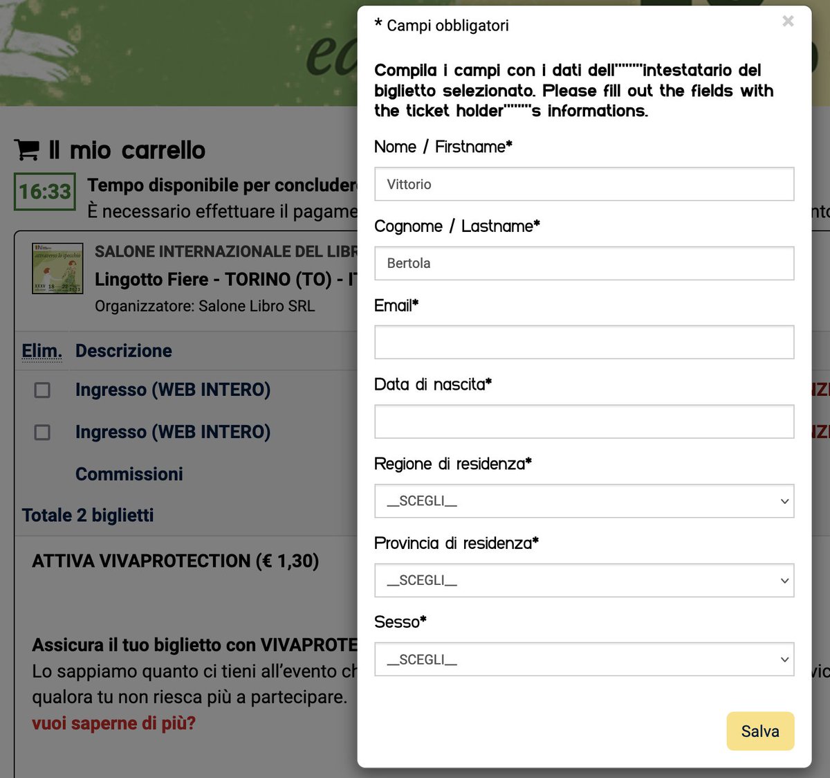 vittoriobertola's tweet image. To buy the ticket for the biggest book fair in Italy, I am required to provide my name, birth date, home area and gender. Is this even legal? #GDPR #dataminimization @guidoscorza