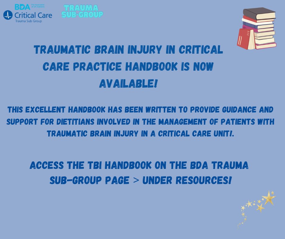 The Trauma sub-group are excited to announce the launch of the TBI Handbook! 
Our BDA page is getting a bit of a make-over at the moment but you can find the handbook in our resources tab!