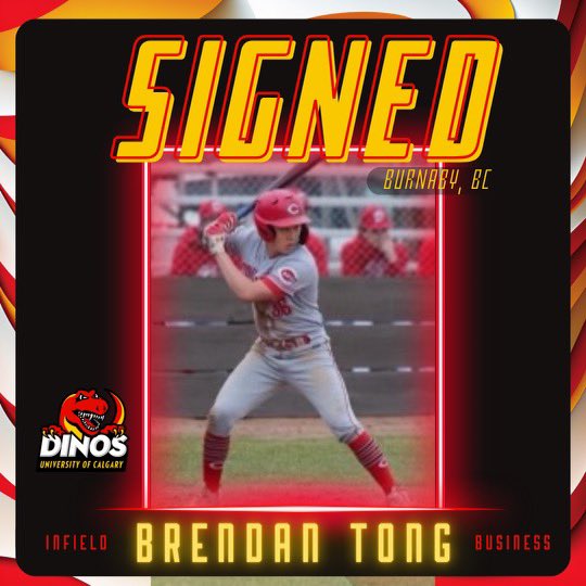 DinosBaseball's tweet image. 🚨🚨 Commitment alert 🚨🚨 please welcome Brendan Tong to the University of Calgary Dinos baseball program! 

Brendan’s a top of the order type of bat &amp;amp; a plus defender up the middle coming to us from the @CoquitlamReds program!

Welcome Brendan!

#dinosbsbl #canadasleague