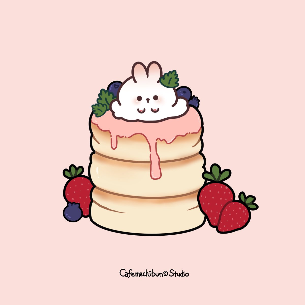 Bunny cream with mint, strawberries and blueberries! Have you tried a fluffy souffle pancake before?
#cuteart #procreateart #kawaiiart #artmoots #cutegallery #foodart #bunny #digitalart