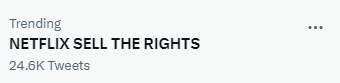 NETFLIX SELL THE RIGHTS is trending with 16.2k tweets right now! Remember, every retweet counts as a tweet, so retweet and tweet as much as you can! We're stronger together💚 #saveinsidejob #insidejob #fandomsunited #renewinsidejob #savewarriornun #insidejobnetflix