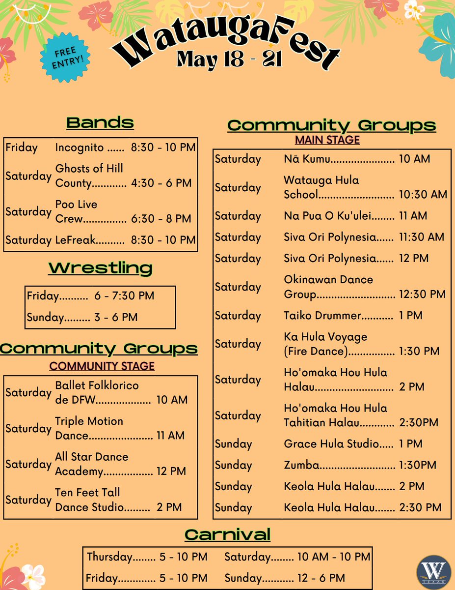 CityofWatauga's tweet photo. WataugaFest 2023 starts tomorrow! The carnival is ready to go and opens at 5 PM this Thursday. There's a packed schedule of events. Wristbands are available for purchase for $30 at the carnival. This family-friendly event is perfect for a night out with family and friends. https://t.co/0KUhl9s8tq
