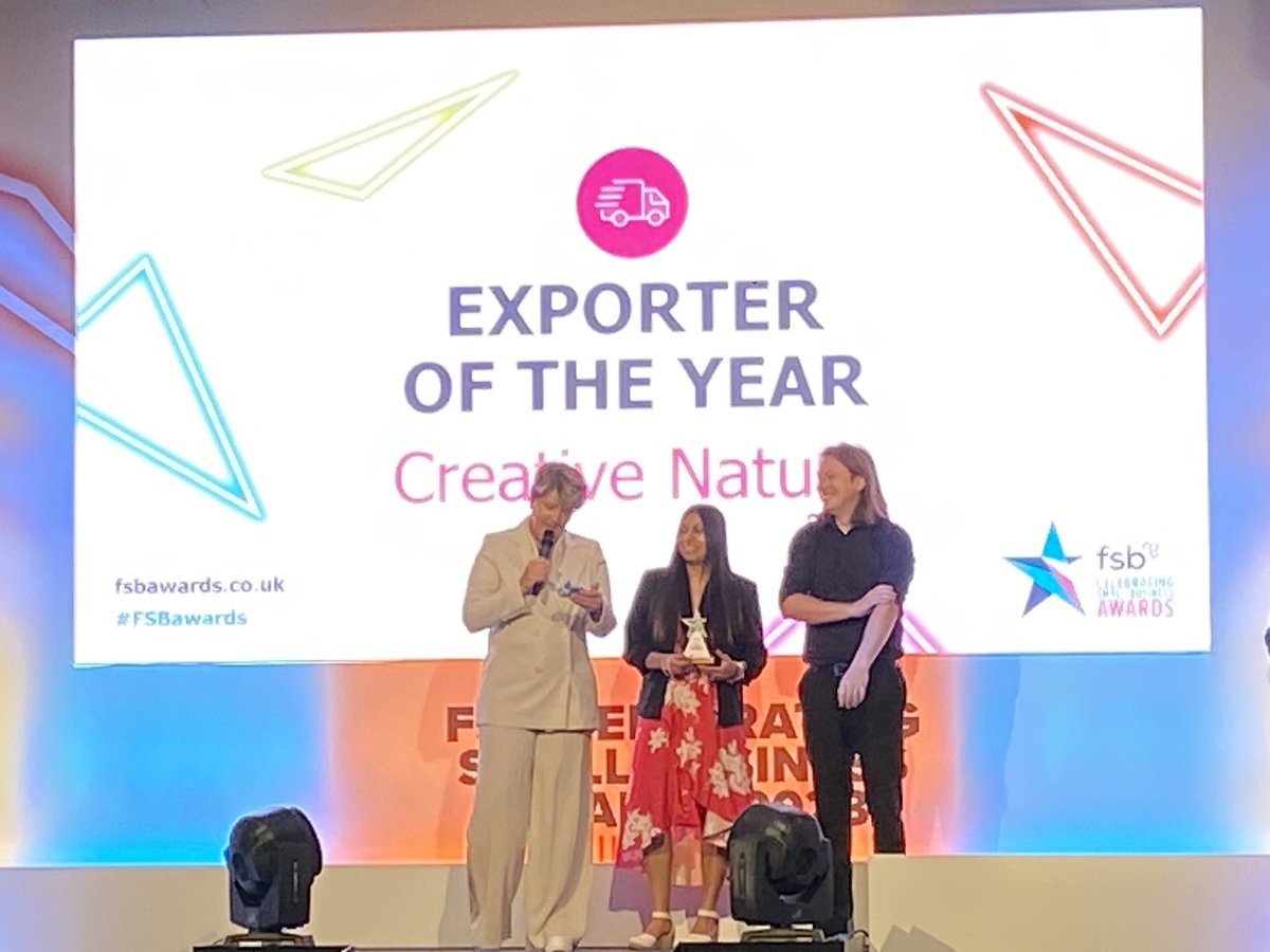 FSBSurrey's tweet photo. Congratulations to @FSBSurrey member @JuliannePonan MBE owner of @creativenature on being awarded the #FSBAwards2023 National Exporter of the Year Category Award. We are very proud of you @DominicRaab @FSB_Voice @BizInWoking @XForces @ElmbridgeBC https://t.co/9r7XC2Decw