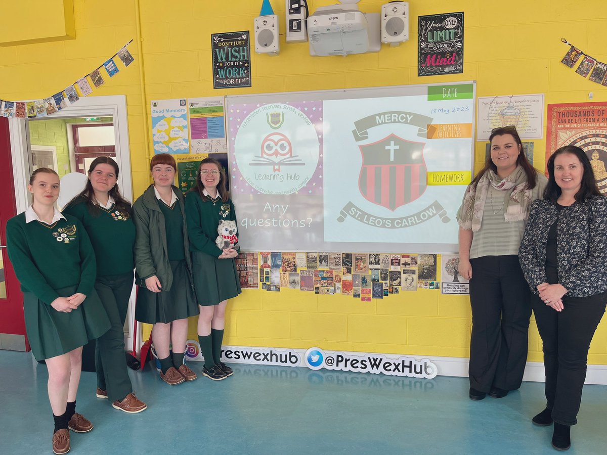 We were delighted to meet with Ms Kirwan & Ms O’Byrne, from our fellow @ceist1 school @stleoscarlow, to present them with an overview of our @PresWex #LearningHub journey so far. We look forward to working with them in the future! @BillyRyanWex #studentvoice #studentleadership