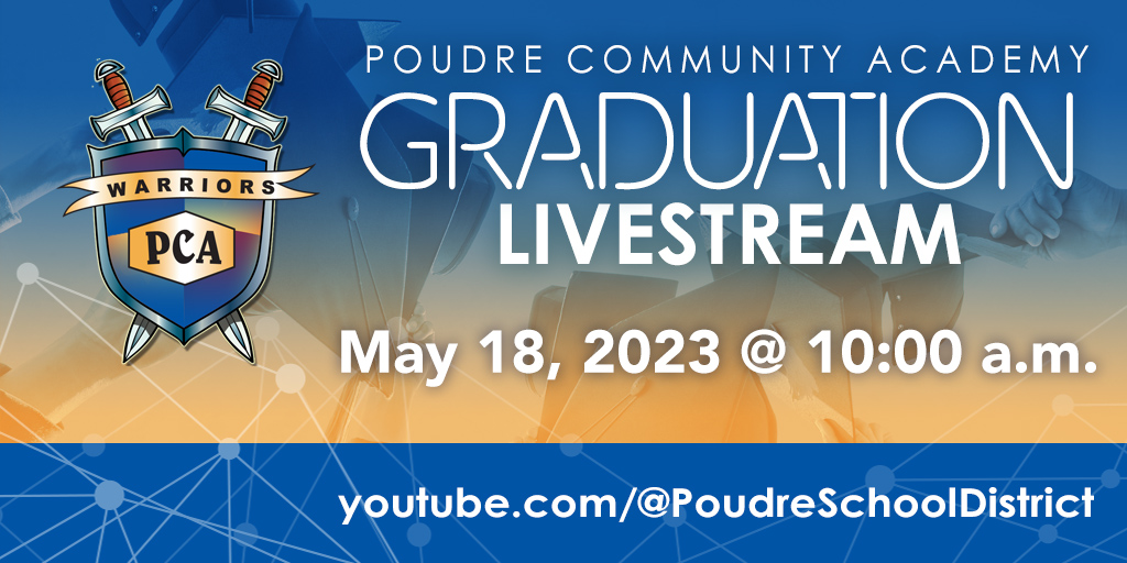 Poudre Community Academy will honor their graduates this morning at 10 a.m. at The Lincoln Center. Watch the celebration live on YouTube.

English graduation livestream 📺➡ bit.ly/PoudreCommunit…

Transmisión en vivo de la graduación en español 📺➡ bit.ly/PoudreCommunit…