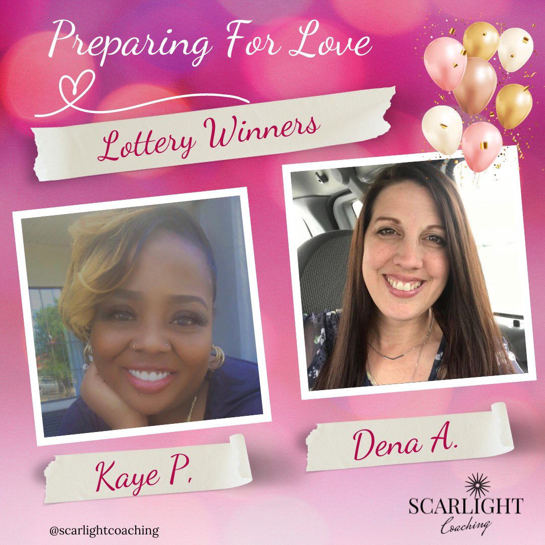 scarpowerco's tweet photo. Congratulations to our winners! 🎉

They have won the 8-Week Coaching Program, Preparing For Love💕 for Free! Looking forward to working with them! 

#scarpower #scarlightcoaching #selflove https://t.co/0f0JaIGBny