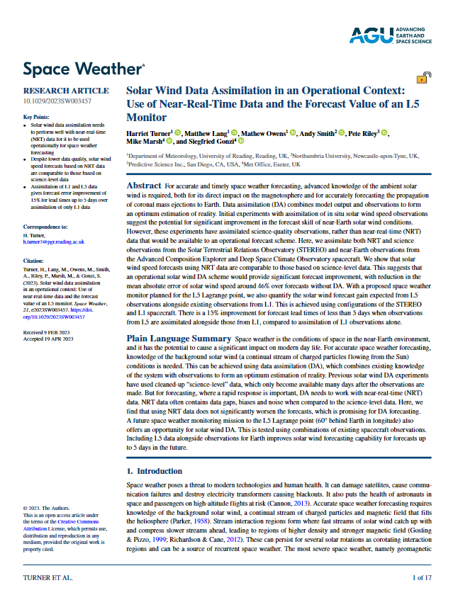 Harriet Turner (@harriet__turner) on Twitter photo "Solar wind data assimilation in an operational context: use of near-real-time data and the forecast value of an L5 monitor" up in its final form and can be found here: doi.org/10.1029/2023sw…
Huge thank you to Team Matt (<a href="/mathewjowens/">@mathewjowens.bsky.social</a> and Matt Lang) for everything✨ "Solar wind data assimilation in an operational context: use of near-real-time data and the forecast value of an L5 monitor" up in its final form and can be found here: doi.org/10.1029/2023sw…
Huge thank you to Team Matt (<a href="/mathewjowens/">@mathewjowens.bsky.social</a> and Matt Lang) for everything✨