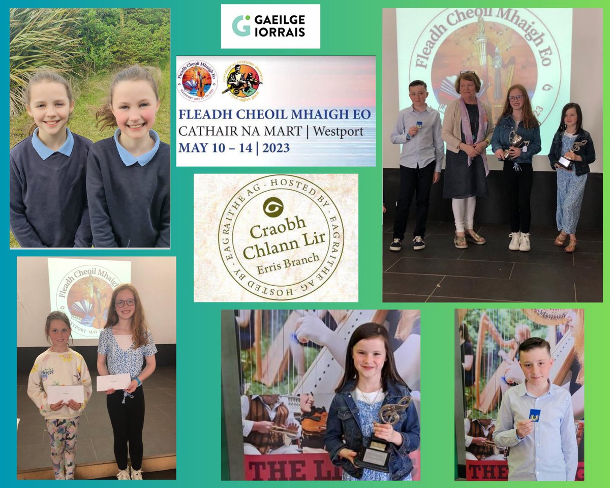 Fleadh Cheoil Mhaigh Eo 2023
Ba mhaith le Gaeilge Iorrais comhghairdeas ó chroí agus bualadh bos mór a thabhairt do chuile pháiste ón nGaeltacht seo a ghlac páirt i bhFleadh Cheoil Mhaigh Eo ag an deireadh seachtaine.
Nár laga Dia iad.