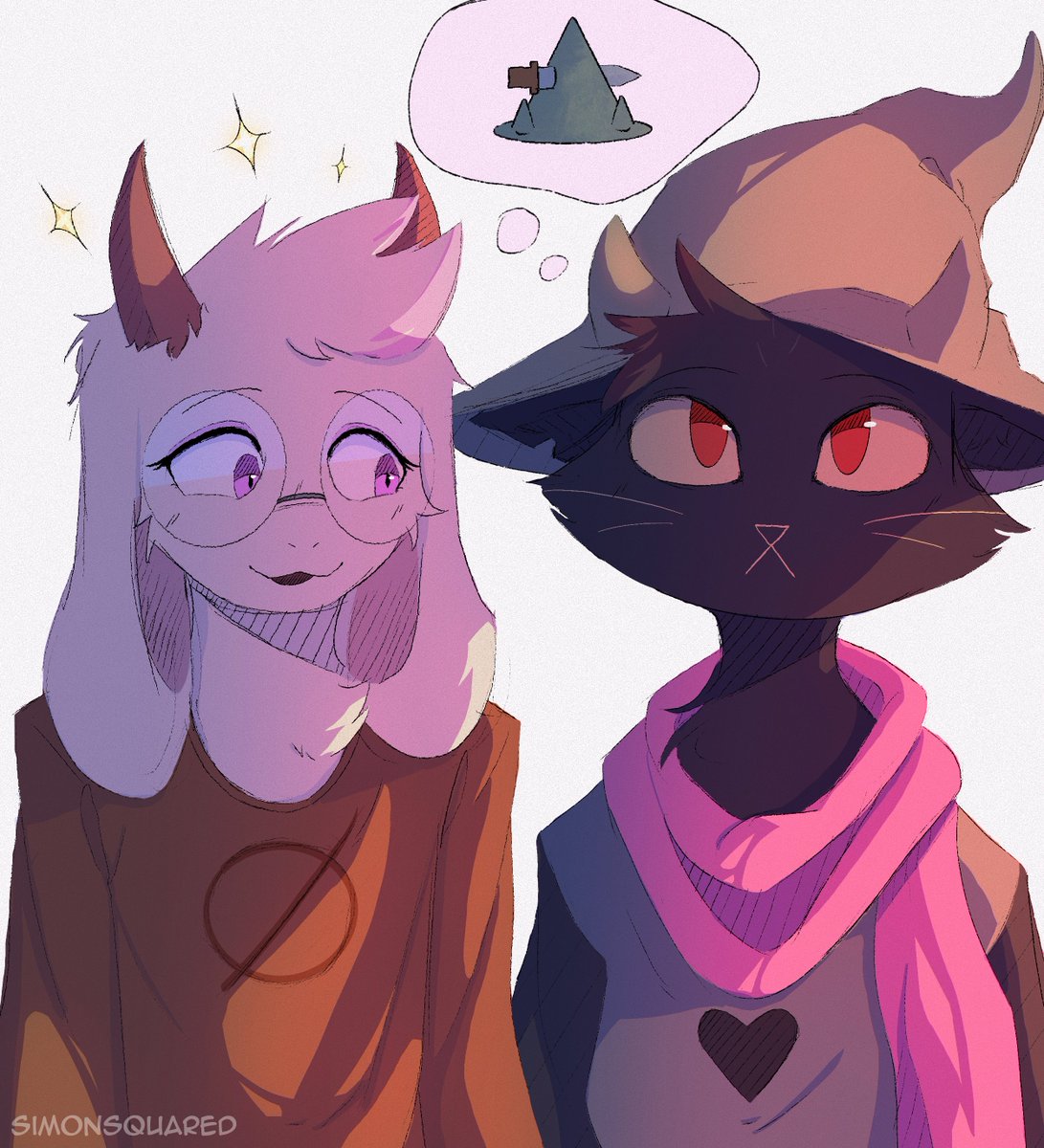 Ralsei and Mae swap outfits! (Commissioned by <a href="/Nosam31/">Nosam</a>)

#deltarunefanart #Ralsei #nightinthewoods
