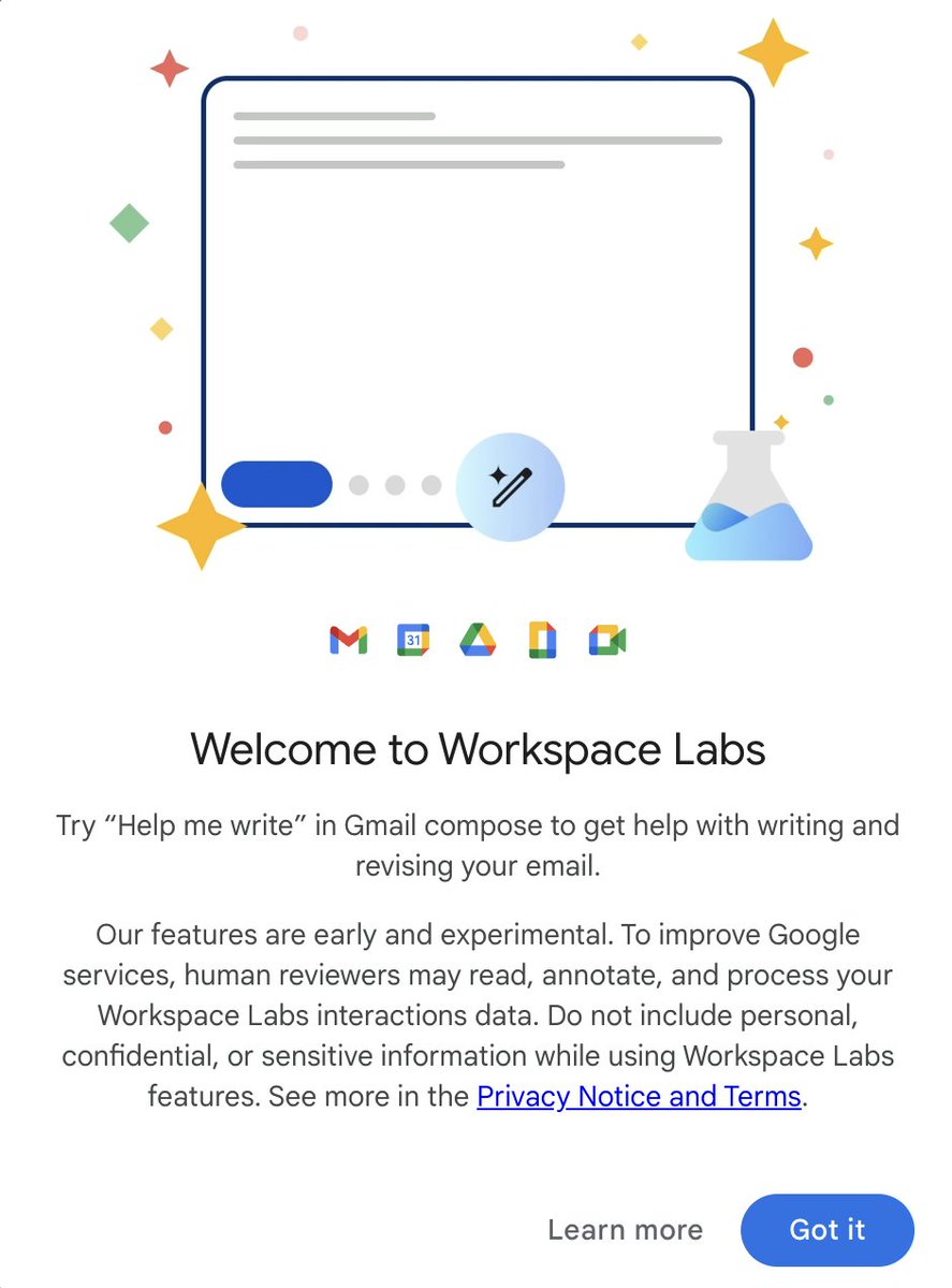 lukwam's tweet photo. Here, we go! Duet AI in Google Workspace! #googlecloud #googleworkspace #workspacelabs #duetai https://t.co/QS4q0q5eit