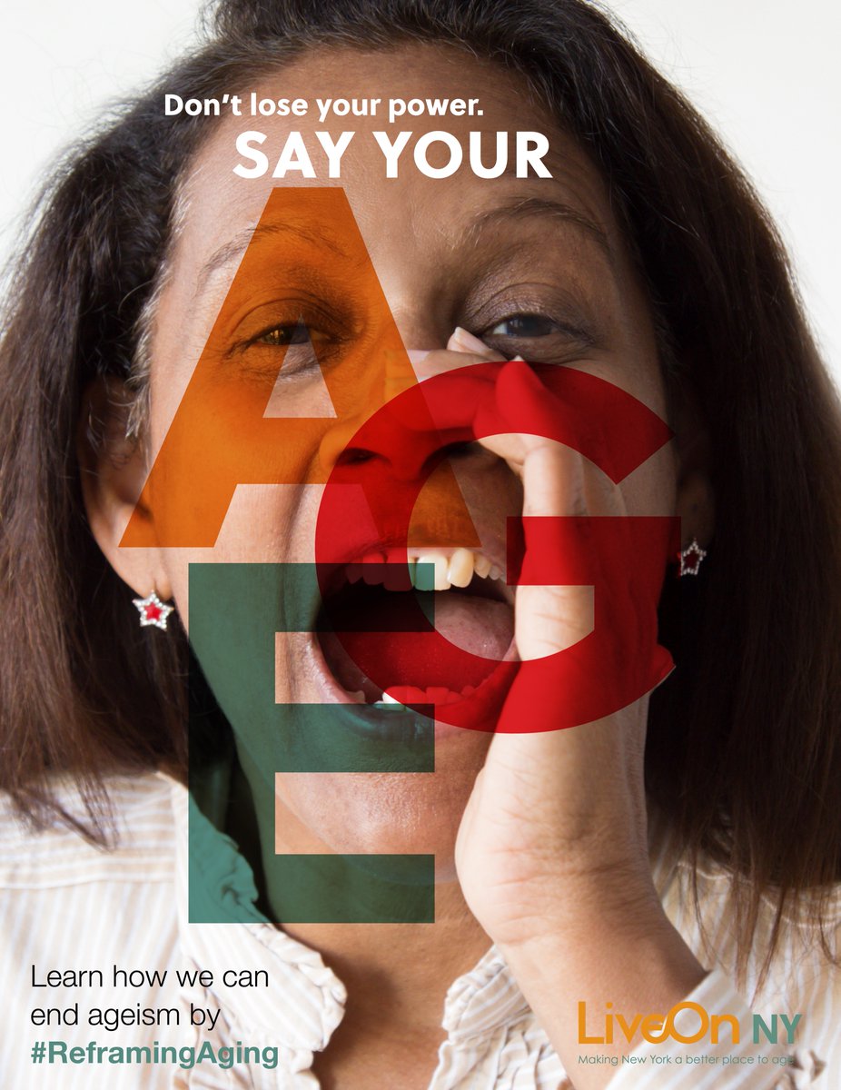 liveonny's tweet image. New Yorkers should feel empowered to SAY YOUR AGE! In honor of Older Americans Month, we launched SAY YOUR AGE to combat ageism &amp;amp; reshape how people talk about aging &amp;amp; older people. Find our campaign on @LinkNYC kiosks in NYC! #ReframingAging
Get involved: bit.ly/3ImTn6X