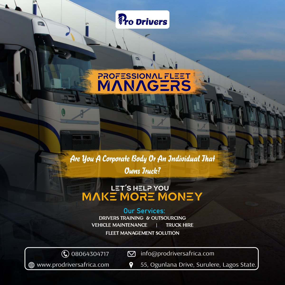 Are you a corporate body or an individual that owns a truck? Let us help you make more money. . .
.
.
.
.
.
.
.
.
#truck #transportation #logistics #fleetmanagement #drivers #training #outsourcing #outsourcingservices #Angela #Soso #ebubu #Barca #Deborah