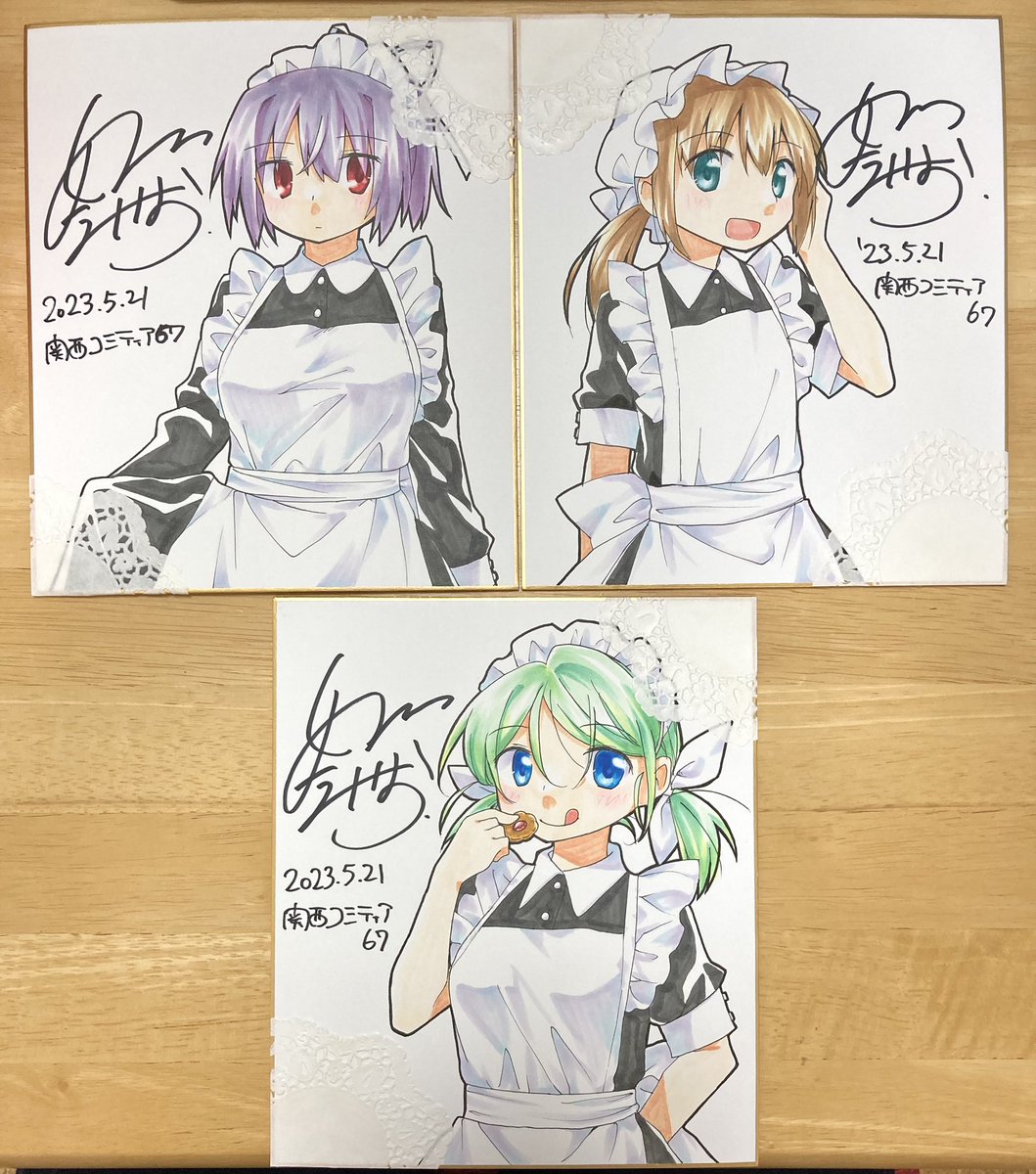 関西コミティアで頒布するサイン入り直筆色紙いちまい¥3,000です。走らず来てね〜