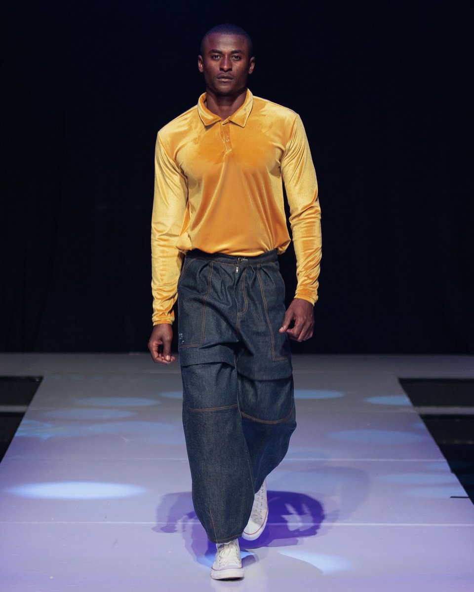 MacGale's tweet photo. MacGale. Look 3 from our AW collection:

Mustard Long Sleeved Velour Golfer paired with our Denim Cargo Bubble Pants.

#MacGale https://t.co/1DXKqEbVnX