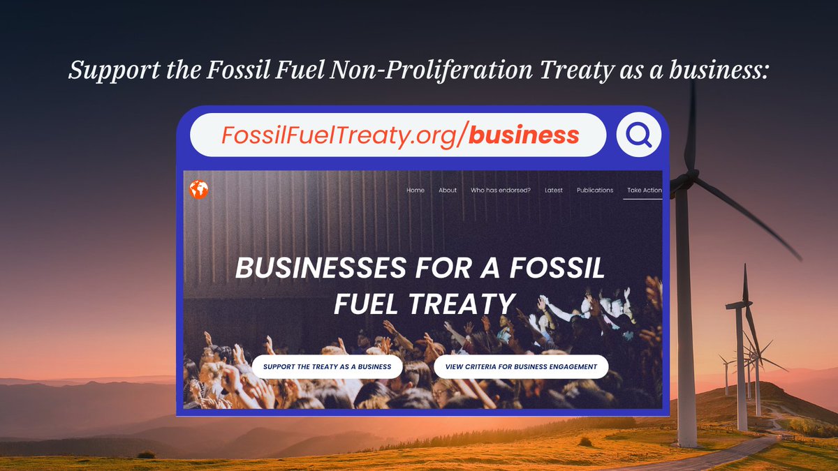 It's critical that businesses heed their imperative together with gov'ts and civil society to build a liveable future for all.

Visit the official #FossilFuelTreaty business engagement programme website for more information 👇

🔗 fossilfueltreaty.org/business