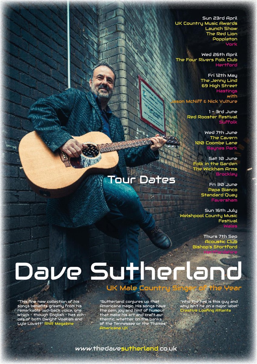 Four dates coming up in June! See you at one or all! ❤️
Red Rooster Festival: Fri 1 June
The Cavern Raynes Park: Wed 7 June
Folk in the Garden, The Wickham Arms: Sat 10 June 
Papà Bianco Faversham: Fri 30 June
@americanaUK <a href="/BritishCMA/">BCMA - Official</a> <a href="/foreverfbc/">Forever British Country</a> <a href="/BBCRadioLondon/">BBC Radio London</a>