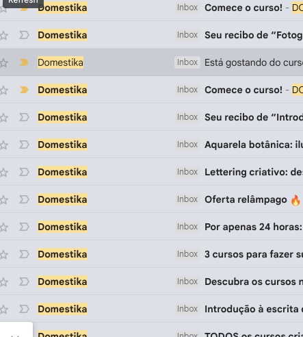 Cê compra um curso e ganha emails até o fim de sua vida, quase todo dia. Eu topo pagar mais caro se vier sem spam, e aí <a href="/Domestika/">Domestika</a>, aceita?