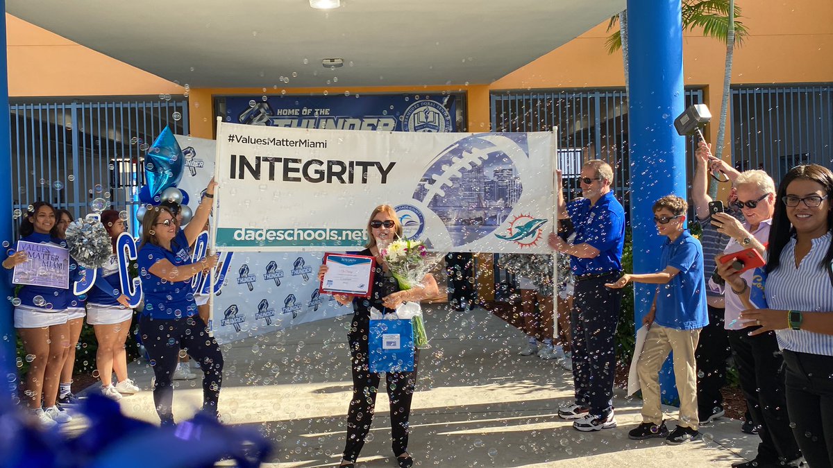 Congratulations to Clo Creevay from <a href="/JCBDoralThunder/">J.C. Bermudez Doral Senior High School</a> she is the #ValuesMatterMiami Integrity Staff Member of the Year! <a href="/MDCPSCentral/">Central Region</a> <a href="/SuptDotres/">Jose L. Dotres, Ed.D.</a> <a href="/LDIAZ_CAO/">Lourdes Diaz</a> <a href="/AlayonSally/">Sally J. Alayon</a>