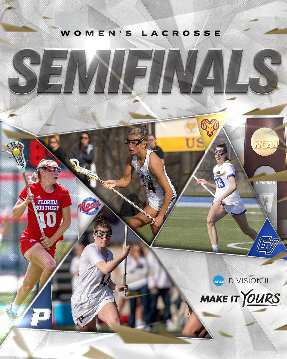 NCAADII's tweet photo. 4⃣ teams. 1⃣ national champion.

The #D2WLAX semifinals begin tomorrow!

@WCUAthletics take on @GVSUWLAX at 4 pm ET followed by @FSC_WLAX and @PaceWLax at 7:30 pm ET.   

🏆: https://t.co/9GNZ0jCYSG https://t.co/O8u1BPfOnL