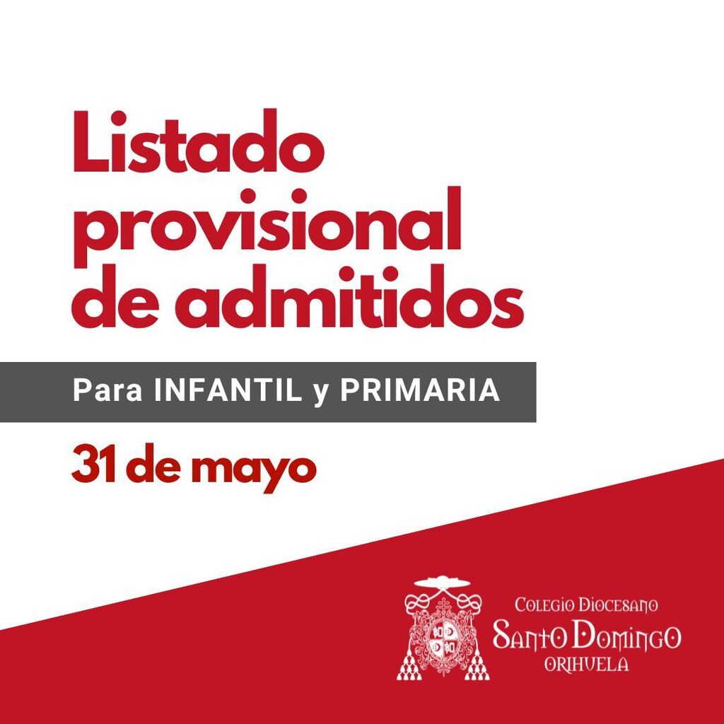 📣¡ATENCIÓN! 31 de Mayo LISTADO PROVISIONAL DE ADMITIDOS DE INFANTIL Y PRIMARIA 🎉

¡Entra en nuestra web y descubre si eres uno de los afortunados en formar parte de esta gran familia educativa y preparate para un futuro brillante! 

👉 ift.tt/zJZS0na

#ColegioConcer…