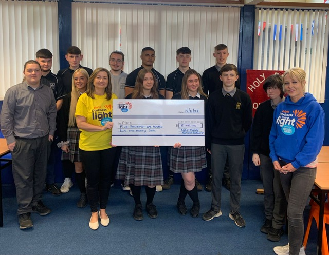 PietaHouse's tweet photo. 🎉 Big shoutout to the students of Holy Family Community School Rathcoole. 

They raised an incredible €5,100.70 during their mental health week fundraiser. Special thanks to the 5th Year LCVP class for completing the DIL walk and the Amber Flag Committee for organising🙌 https://t.co/zYGQhp9mHG