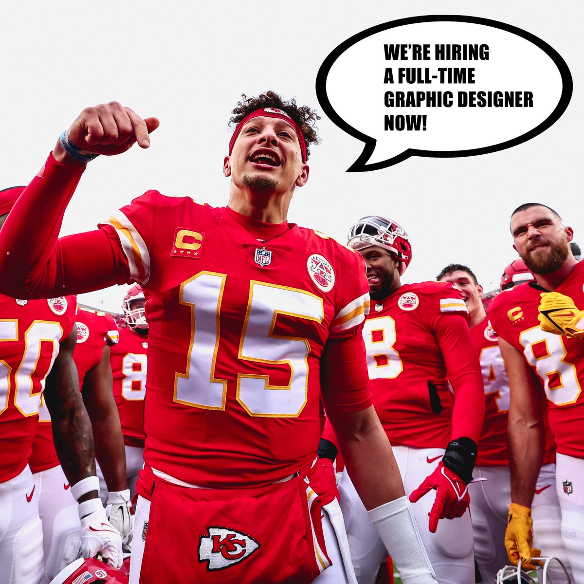 🚨"WE'RE HIRING A FULL-TIME GRAPHIC DESIGNER NOW!" 🚨

- Patrick Mahomes 
... Probably  

Shoot your shot today! ⤵ 
bit.ly/42LGiw1