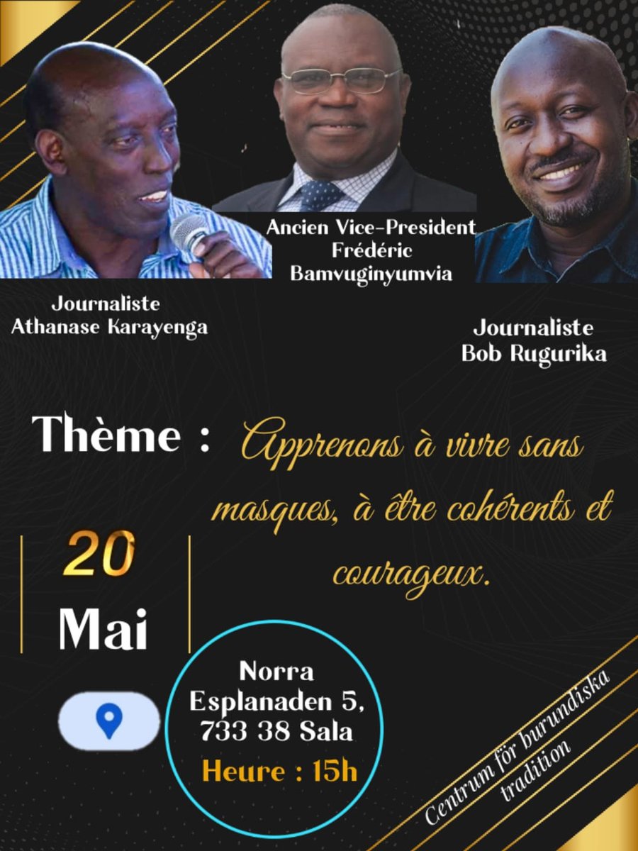 rugbob78's tweet photo. Abo muri Suède #Turabaramutsa.
Ab'i #Sala #Muraho?
Turaje #Dusangirikiyago kandi #Mwarakoze ku butumire.
#Bamvuginyumvira na #Karayenga
barabaramutsa.
Samedi 20 Mai à #Sala https://t.co/1M5POLyBj0