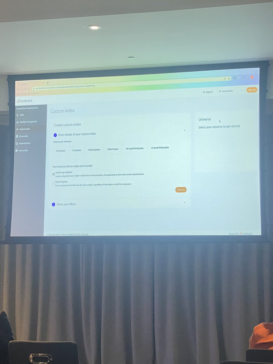 Rather cool witnessing <a href="/FundmentHQ/">Fundment</a> launching a new tool live, I’d say a ground breaking service, where you can create your own custom index fund for 0.10%. I imagine it will cause a little stir…

Great afternoon at the <a href="/Timeline_Tech/">Timeline</a> #Adviser3point0 conference.