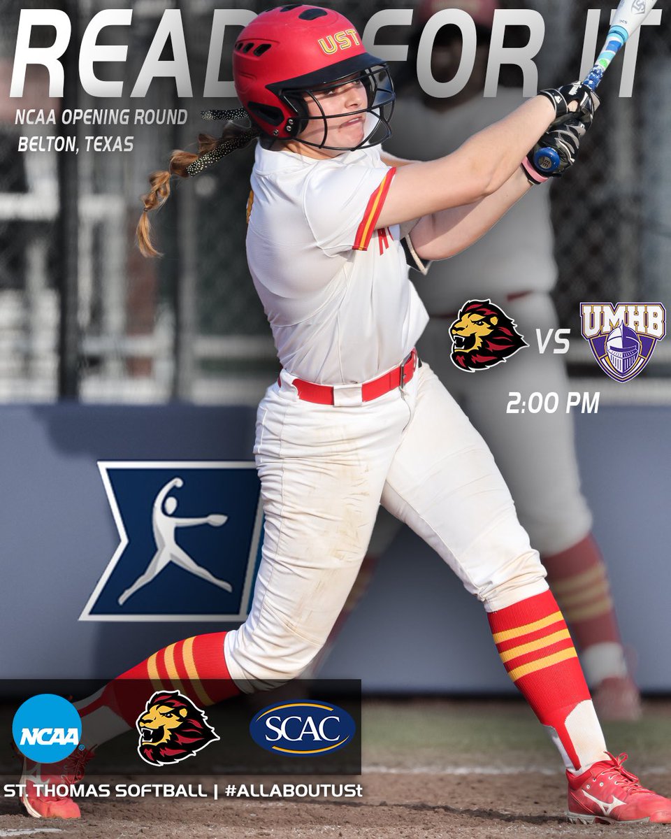 UST Athletics (@ustathletics) on Twitter photo READY FOR IT 💪 Softball opens their NCAA National Tournament run TODAY against UMHB 🔥
⏰2 PM
📍Belton, Texas
📊/🎥 cruathletics.com/live
#CeltCulture | #AllAboutUSt READY FOR IT 💪 Softball opens their NCAA National Tournament run TODAY against UMHB 🔥
⏰2 PM
📍Belton, Texas
📊/🎥 cruathletics.com/live
#CeltCulture | #AllAboutUSt