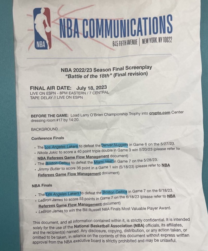 NBA script got leaked 😭