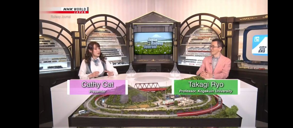 DevilTamerKen's tweet photo. Watching #japanrailwayjournal with @CathyCat_TV and Prof Takagi Ryo on @NHKWORLD_News 

Please bring back Cathy's Voice over. This is just to flat
#MoreCathyCatVO
#MoreHostScreentime
#MoreOnLocation https://t.co/jhOU15wLdB