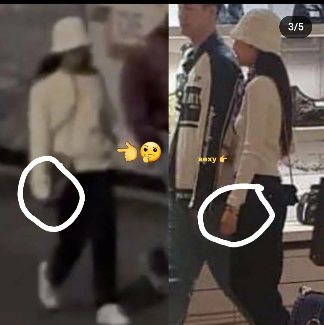 Shekainaa6's tweet photo. @happy_nabby I first believed the rumors but just look at this photos the second one is JENNIE In a tight shirt and the first one in the videos and all is wearing a loose shirt. Idk if it's true or not but I will support them both. https://t.co/VYSng66C67