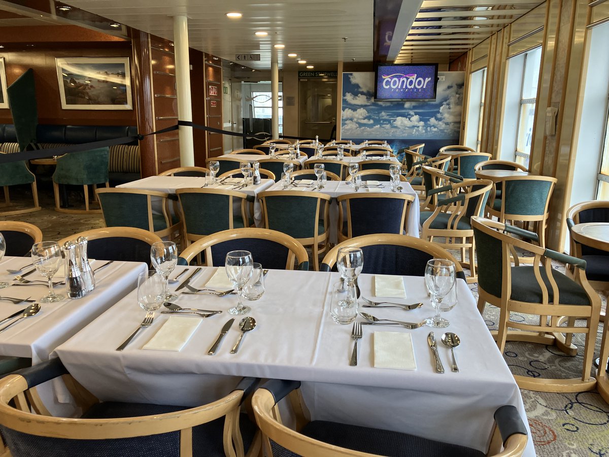 We are now offering a table service in Commodore Clipper’s restaurant. So, whether you’re on a short hop inter-island or overnight from Portsmouth, you can sit back, relax and order your food from our new a la carte menu, freshly made by our onboard chef.