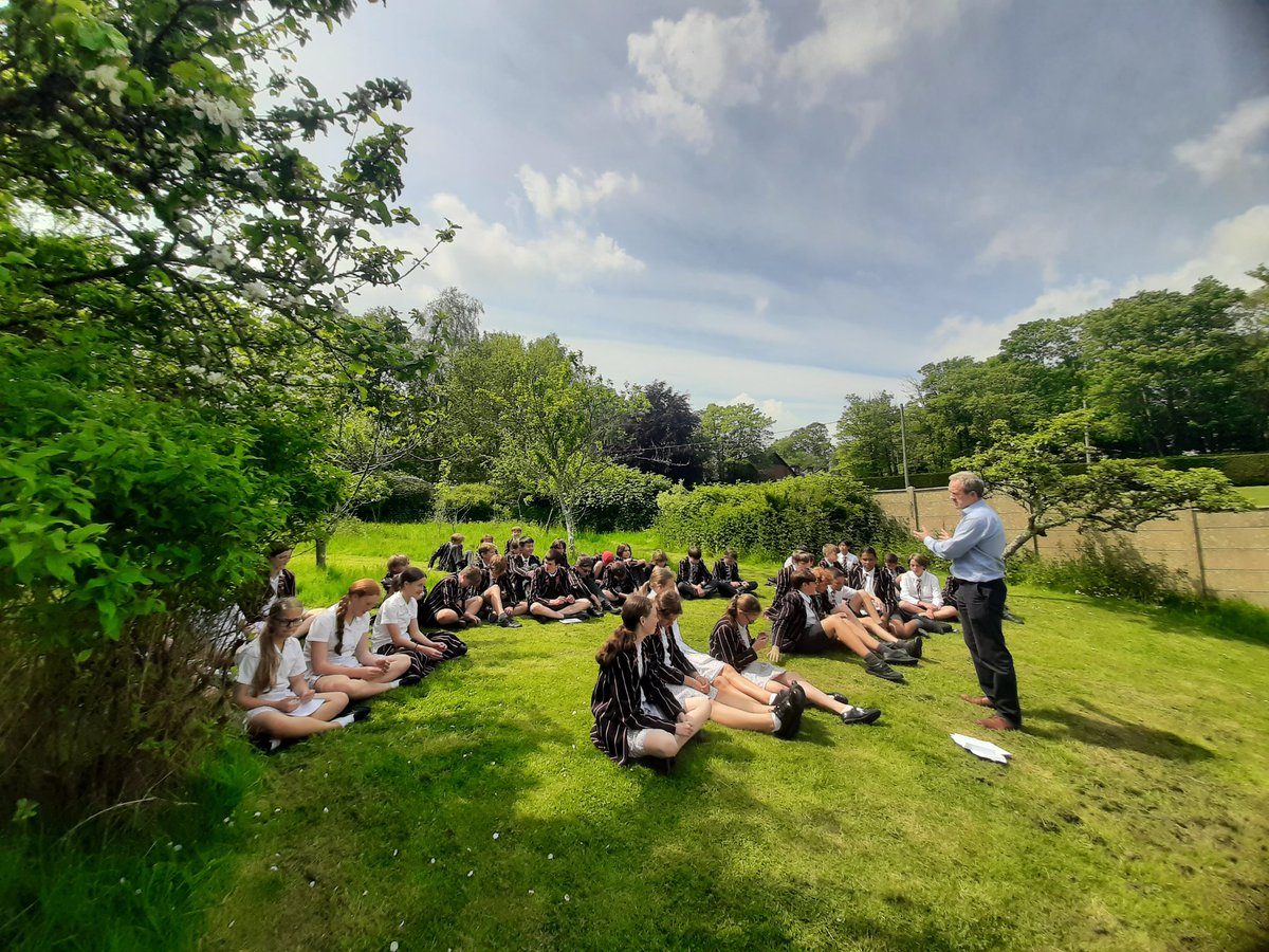 CastleCourtHmn's tweet photo. Year 7 and 8 assembly today in the Design Centre garden @CastleCourtPrep  We reflected on what we had learned on our activities week trips in Devon and Herefordshire last week #IamCCS  #CastleCourtYear7 #CastleCourtYear8 #CastleCourtCollaborative https://t.co/95JuVV2IJn